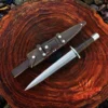 Arkansas Toothpick Knife | Handmade D2 Steel Double Edge Hunting Survival Knife with Leather Sheath