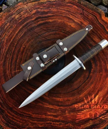 Arkansas Toothpick Knife | Handmade D2 Steel Double Edge Hunting Survival Knife with Leather Sheath