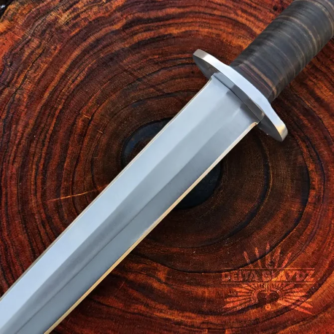Arkansas Toothpick Knife | Handmade D2 Steel Double Edge Hunting Survival Knife with Leather Sheath - Image 4