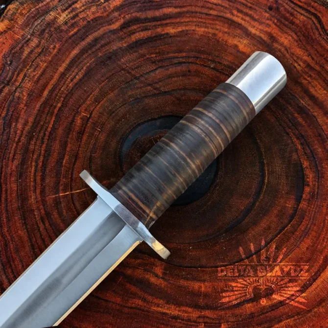 Arkansas Toothpick Knife | Handmade D2 Steel Double Edge Hunting Survival Knife with Leather Sheath - Image 3