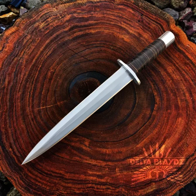 Arkansas Toothpick Knife | Handmade D2 Steel Double Edge Hunting Survival Knife with Leather Sheath - Image 2