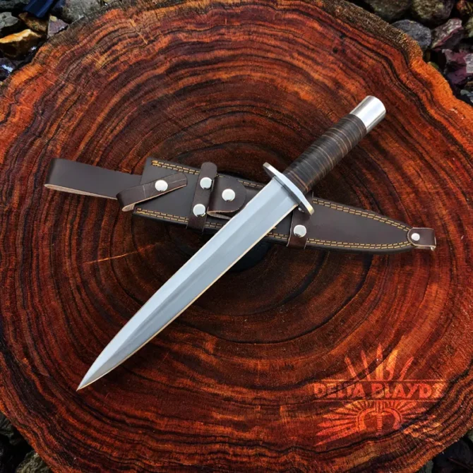Arkansas Toothpick Knife | Handmade D2 Steel Double Edge Hunting Survival Knife with Leather Sheath - Image 7