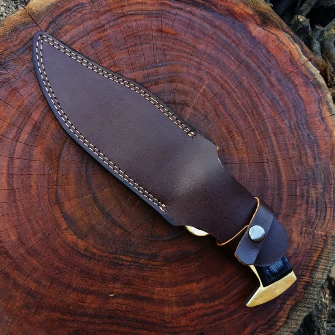 Walking Dead Knife: Replica Bowie Daryl Finger Guard Damascus Steel Knife With Brass - Image 3