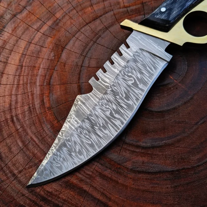 Walking Dead Knife: Replica Bowie Daryl Finger Guard Damascus Steel Knife With Brass - Image 8